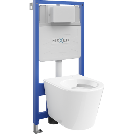 Mexen Rico ensemble de montage WC encastré cadre Fenix Slim avec cuvette WC, blanc brillant - 6103372XX00