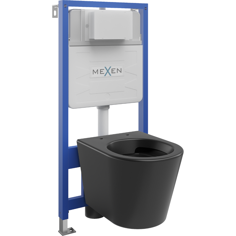 Mexen conjunto empotrado para WC estructura Fenix Slim con taza de inodoro Rico, negro mate - 6103372XX85