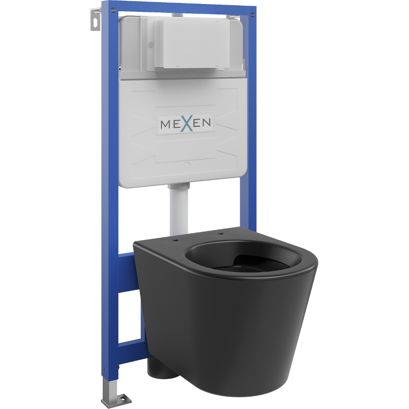 Mexen Rico ensemble encastré WC châssis Fenix Slim avec cuvette WC, noir mat - 6103372XX85