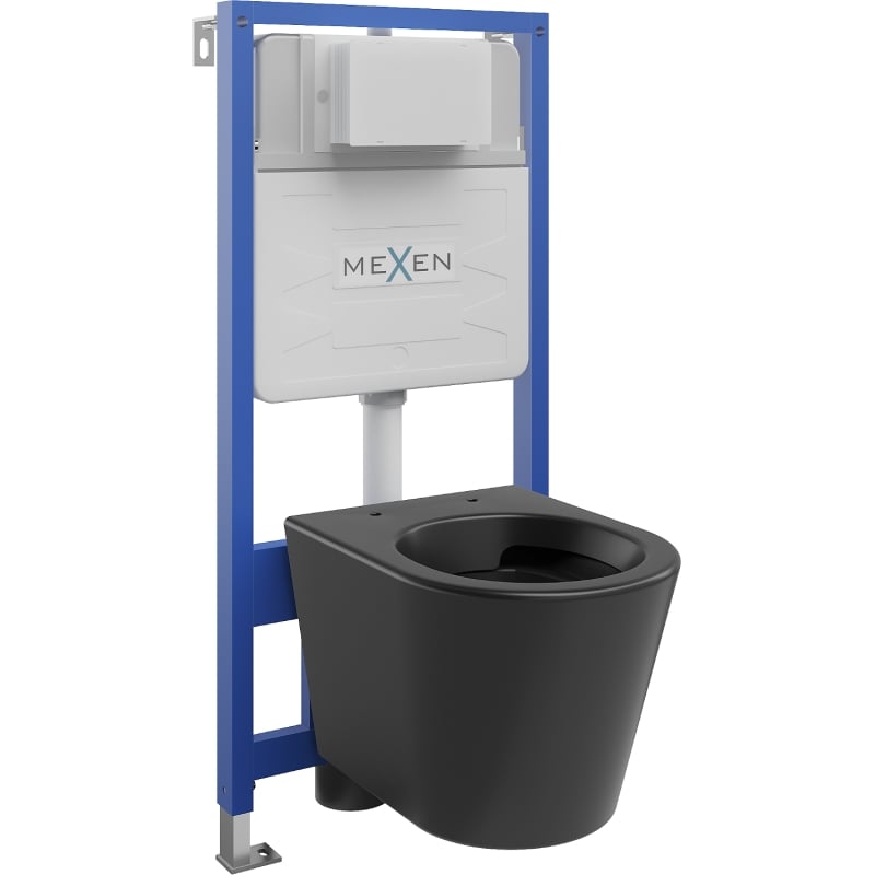 Mexen Rico podžbukni WC set Fenix Slim s WC školjkom, crna mat - 6103372XX85