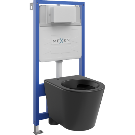 Mexen Rico iebūvējamais WC komplekts Fenix Slim ar WC podu, melns mats - 6103372XX85