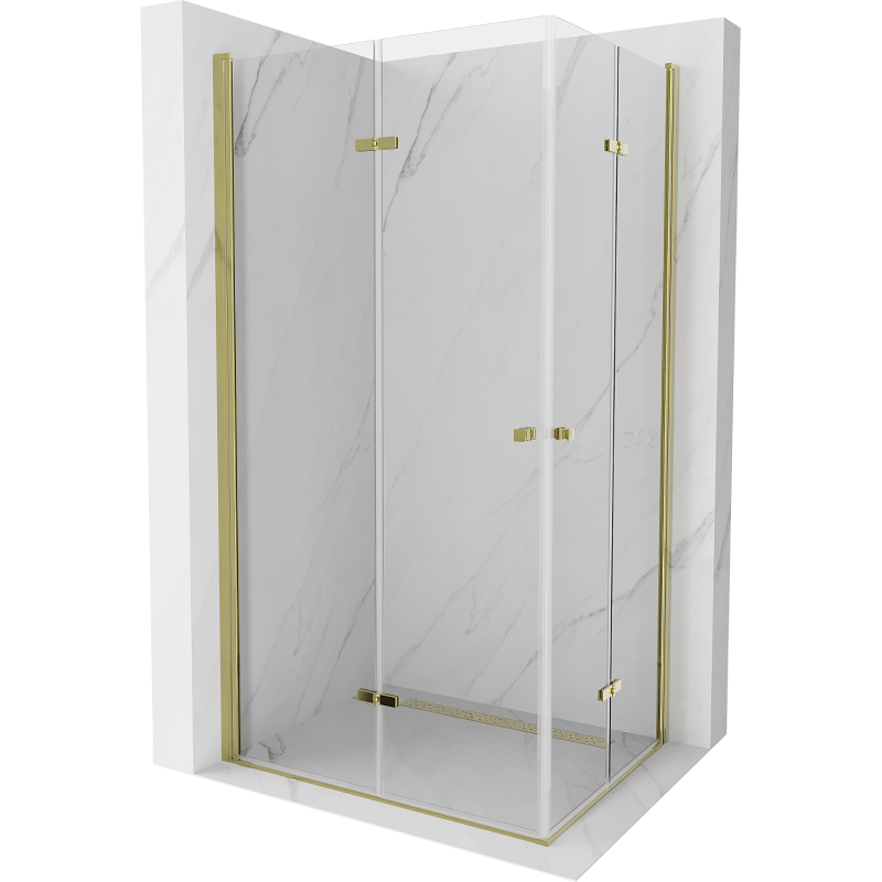 Mexen Lima Duo faltbare Duschkabine 80 x 70 cm, transparent, gold - 856-080-070-50-00-02