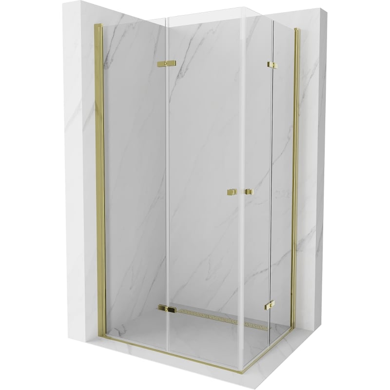 Mexen Lima Duo sklopiva tuš kabina 80 x 70 cm, prozirna, zlatna - 856-080-070-50-00-02