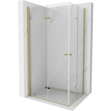 Mexen Lima Duo faltbare Duschkabine 80 x 70 cm, transparent, gold - 856-080-070-50-00-02