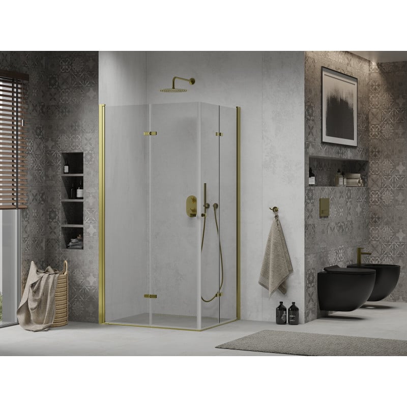 Mexen Lima Duo Folding Shower Cabin 80 x 70 cm, Transparent, Gold - 856-080-070-50-00-02