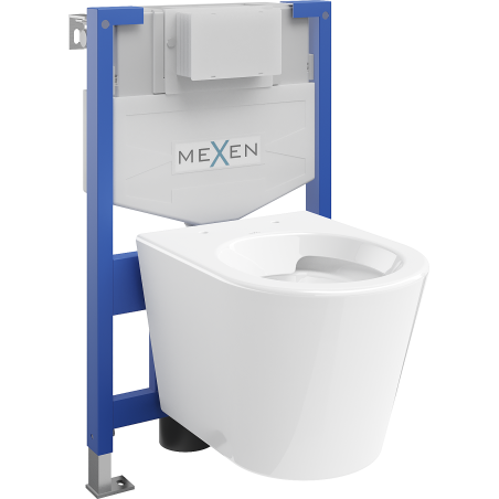 Mexen Rico σετ εντοιχισμού WC πλαίσιο Fenix XS-F με λεκάνη WC, λευκή γυαλιστερή
