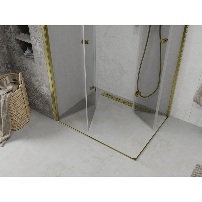 Mexen Lima Duo vouwbare douchecabine 90 x 80 cm, transparant, goud - 856-090-080-50-00-02