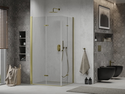 Mexen Lima Duo cabine de douche pliante 90 x 80 cm, transparent, dorée - 856-090-080-50-00-02