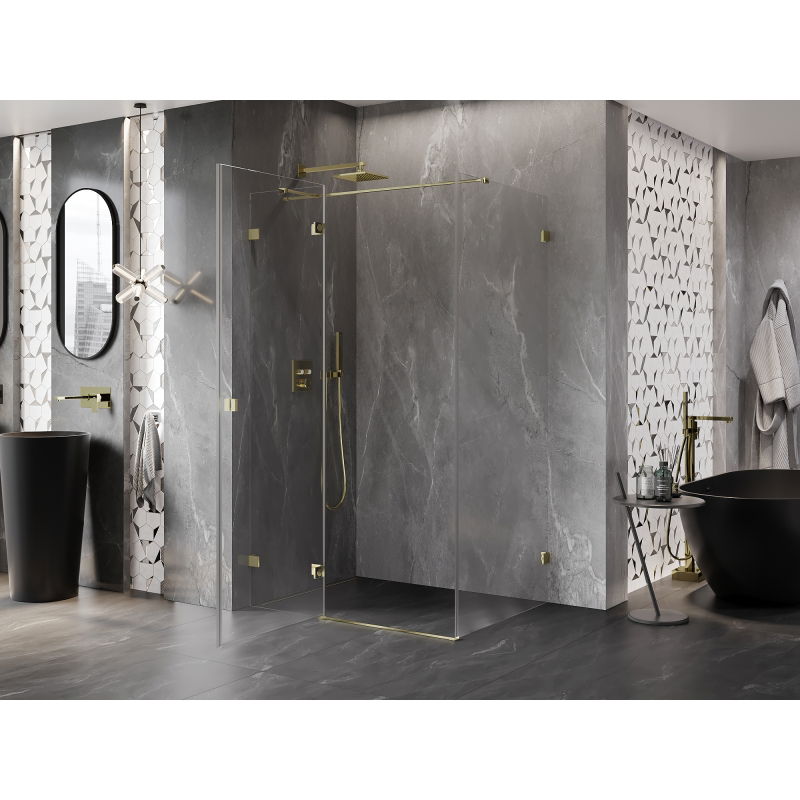 Mexen Lunar T draaideur douchecabine links 85 x 70 cm, transparant, goud - 834T-085-070-50-00-L