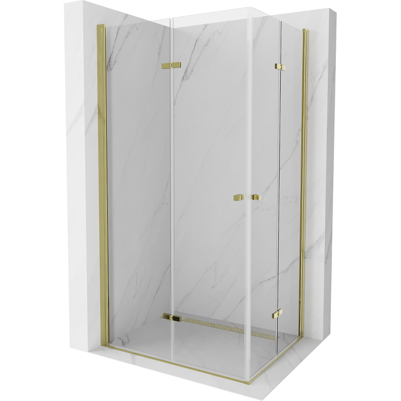 Mexen Lima Duo faltbare Duschkabine 90 x 80 cm, transparent, gold - 856-090-080-50-00-02