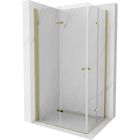 Mexen Lima Duo faltbare Duschkabine 90 x 80 cm, transparent, gold - 856-090-080-50-00-02