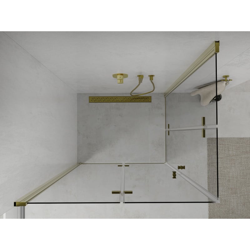 Mexen Lima Duo faltbare Duschkabine 100 x 90 cm, transparent, gold - 856-100-090-50-00-02