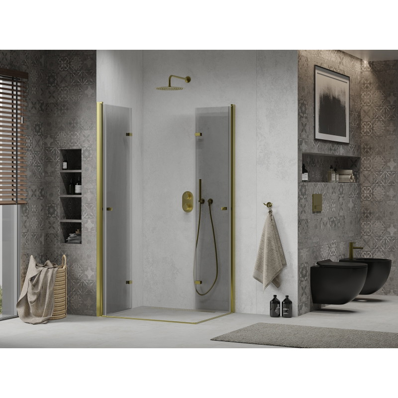 Mexen Lima Duo folding shower cabin 100 x 90 cm, transparent, gold - 856-100-090-50-00-02
