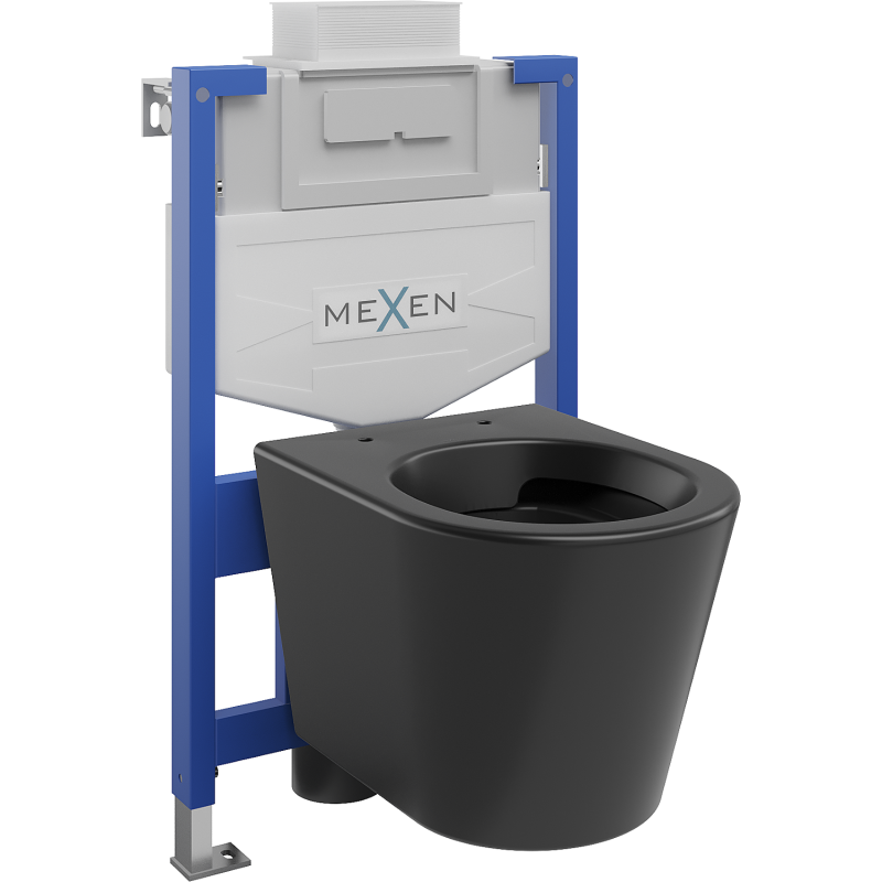 Mexen Rico ensemble encastré WC cadre Fenix XS-U avec cuvette WC, noir mat - 6853372XX85