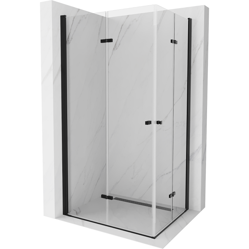 Mexen Lima Duo faltbare Duschkabine 90 x 80 cm, transparent, schwarz - 856-090-080-70-00-02