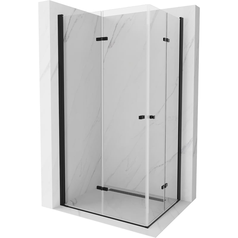 Mexen Lima Duo kokkupandav dušinurk 90 x 80 cm, läbipaistev, must - 856-090-080-70-00-02