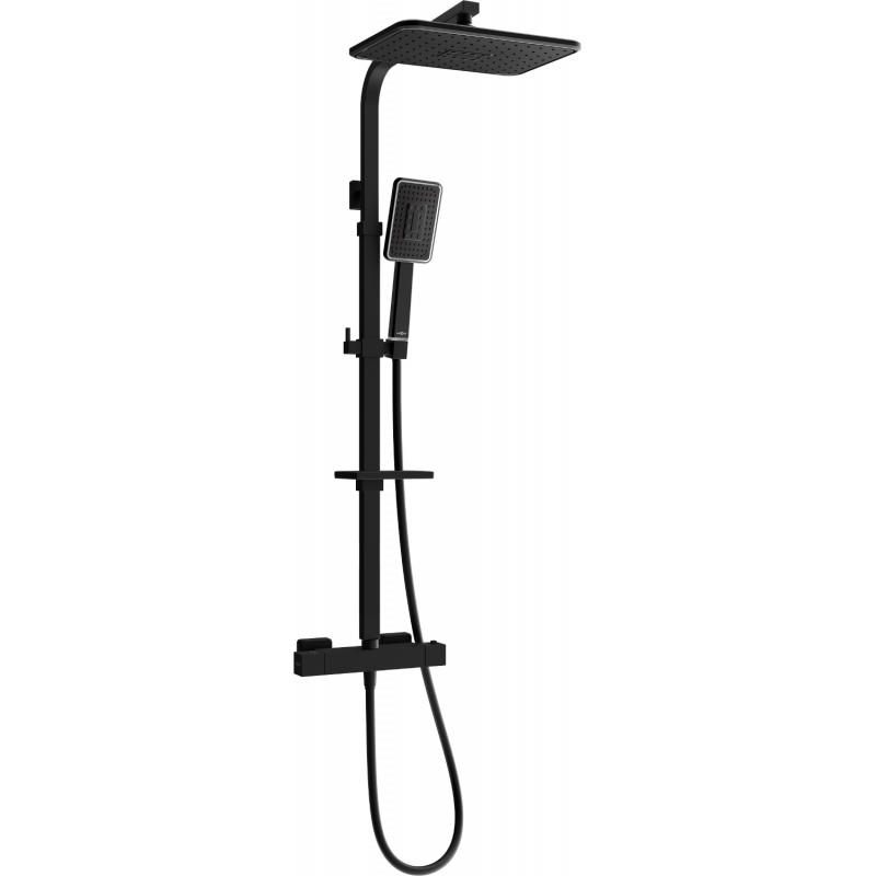 Mexen CQ54 ensemble de douche apparent avec pommeau de douche et mitigeur thermostatique, noir/chrome - 772505495-71