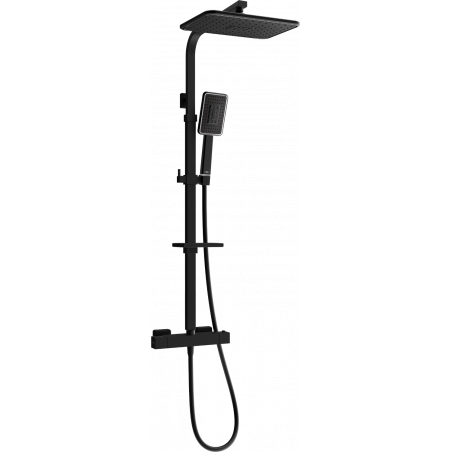 Mexen CQ54 exposed shower set with rain shower and thermostatic faucet, black/chrome - 772505495-71