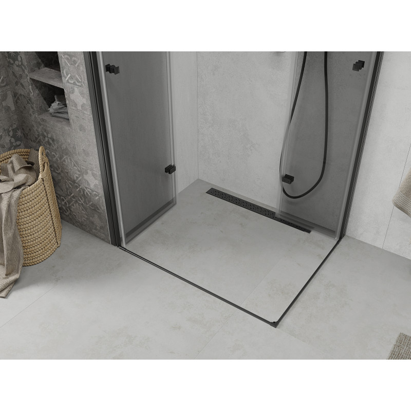 Mexen Lima Zložljiva tuš kabina Duo 90 x 80 cm, prozorna, črna - 856-090-080-70-00-02