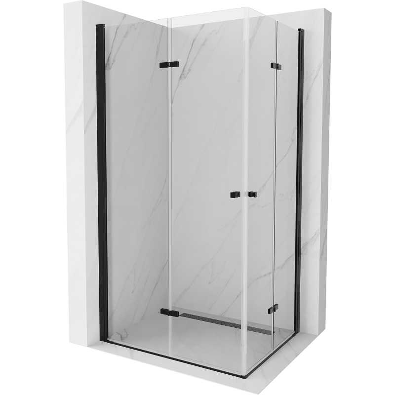 Mexen Lima Duo opvouwbare douchecabine 100 x 90 cm, transparant, zwart - 856-100-090-70-00-02