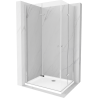 Mexen Lima Duo faltbare Duschkabine 80 x 70 cm, transparent, Chrom + Duschwanne Flat - 856-080-070-01-02-4010