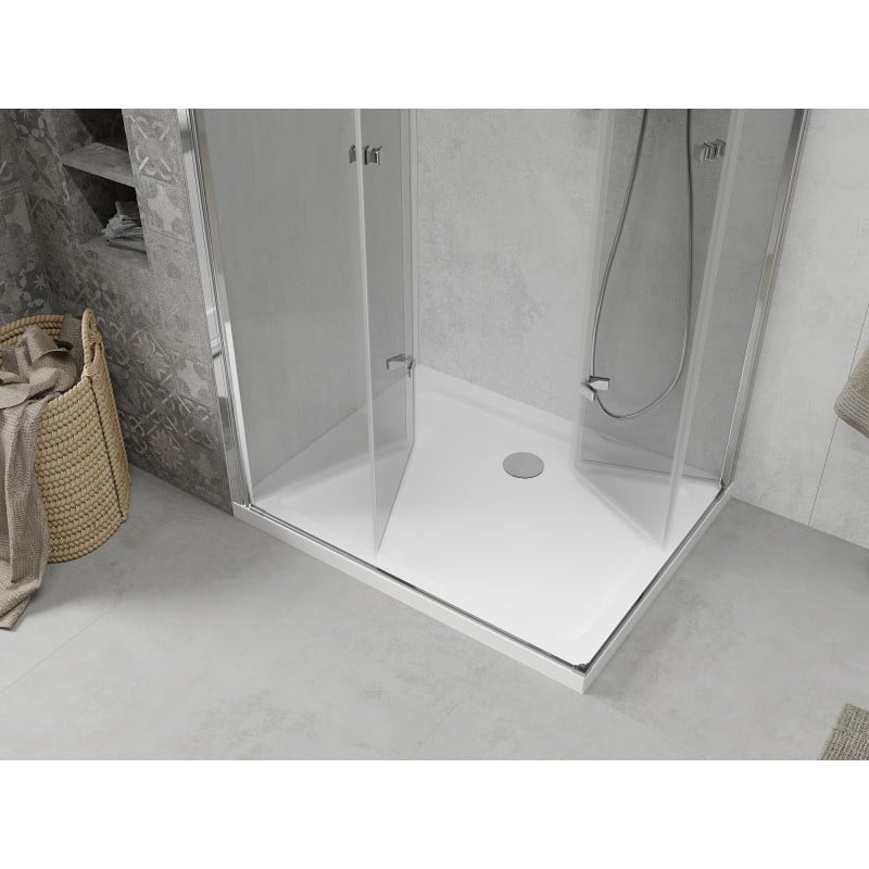 Mexen Lima Duo cabine de douche pliante 80 x 70 cm, transparent, chrome + receveur Flat - 856-080-070-01-02-4010