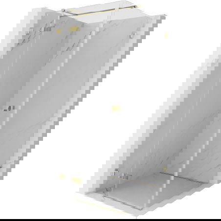 Mexen Lunar T Duschkabine, Klapptür links, 100 x 100 cm, transparent, goldfarben - 834T-100-100-50-00-L