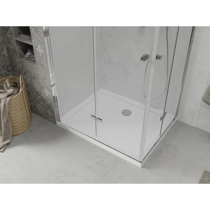 Mexen Lima Duo vouwdeur douchecabine 80 x 70 cm, transparant, chroom + Flat douchebak - 856-080-070-01-02-4010