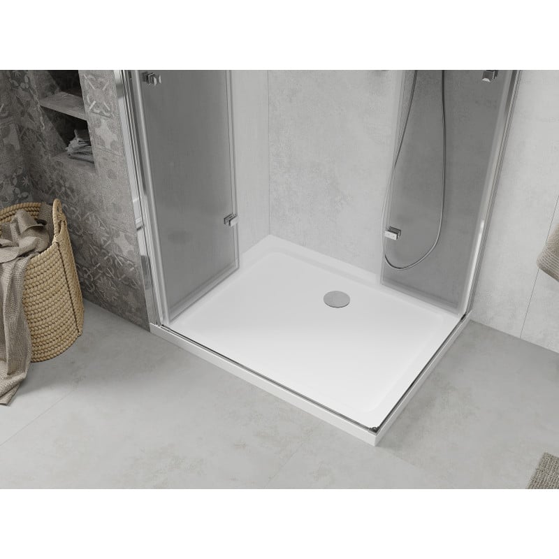 Mexen Lima Duo kabina prysznicowa składana 80 x 70 cm, transparent, chrom + brodzik Flat - 856-080-070-01-02-4010