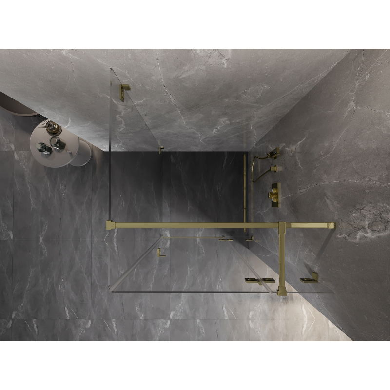 Mexen Lunar T oikeakätinen saranoitu suihkukoppi 70 x 70 cm, läpinäkyvä, kultainen - 834T-070-070-50-00-P