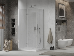 Mexen Lima Duo sklopiva tuš kabina 90 x 80 cm, prozirna, krom + Flat tuš kada - 856-090-080-01-02-4010