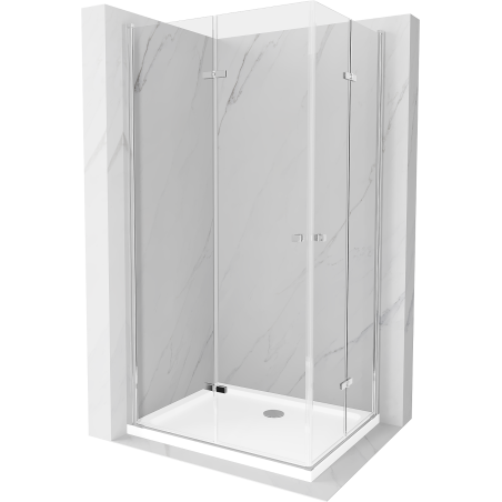 Mexen Lima Duo Duschkabine faltbar 90 x 80 cm, transparent, Chrom + Duschwanne Flat - 856-090-080-01-02-4010