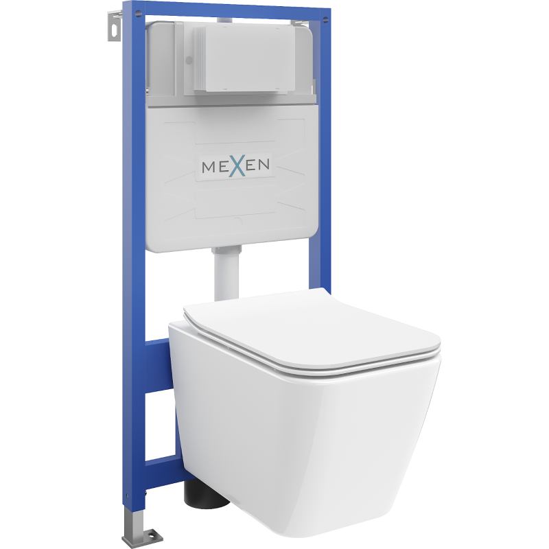 Mexen concealed toilet set with Fenix Slim frame, Cube toilet bowl and soft-close seat, white gloss - 61030924000