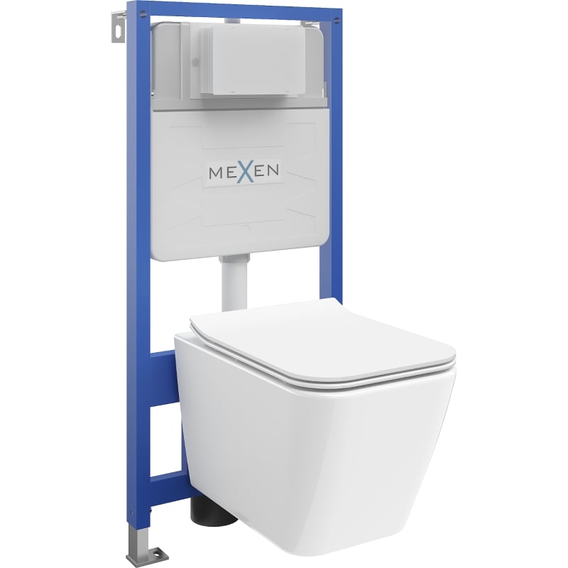 Mexen Cube podžbukni WC Fenix Slim s WC školjkom i sjedalom s mekanim zatvaranjem, bijeli sjaj - 61030924000