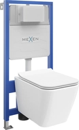 Mexen Cube ensemble WC encastré châssis Fenix Slim avec cuvette WC et abattant à descente progressive, blanc brillant