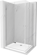 Mexen Lima Duo Klappduschkabine 100 x 90 cm, transparent, Chrom + Flat Duschwanne - 856-100-090-01-02-4010