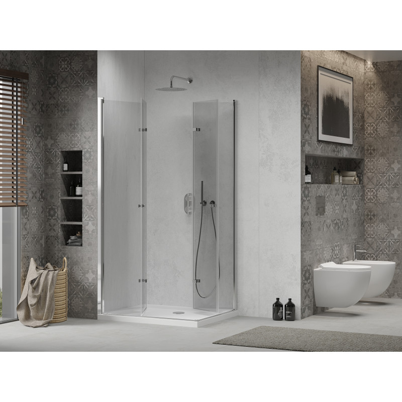 Mexen Lima Duo cabina de ducha plegable 100 x 90 cm, transparente, cromo + plato Flat - 856-100-090-01-02-4010