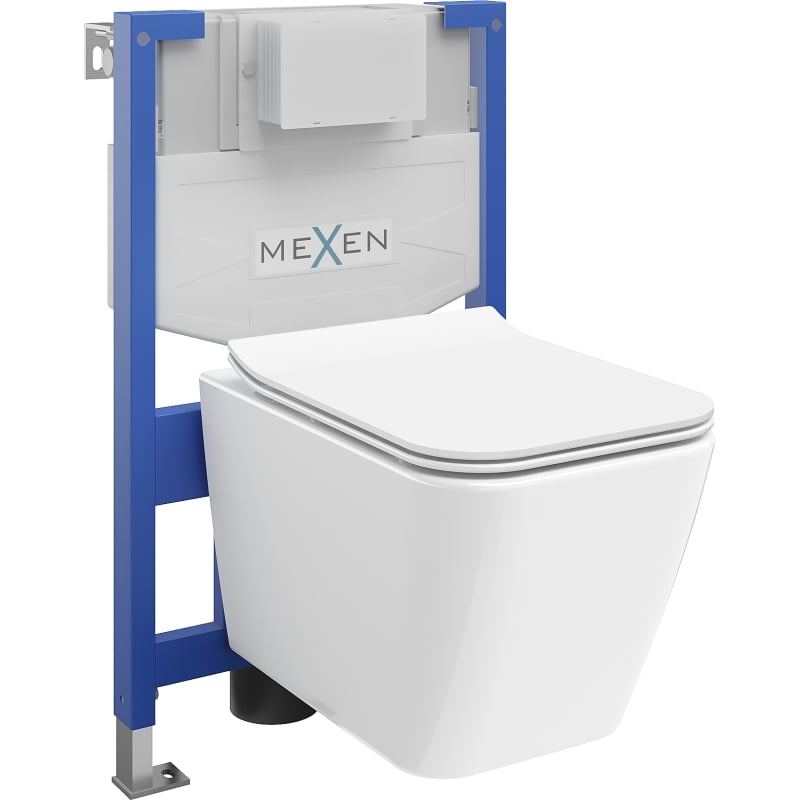 Mexen Cube aluskonstruktsiooniga WC-komplekt Fenix XS-F koos WC-poti ja aeglaselt sulguva kaanega, läikiv valge - 68030924000