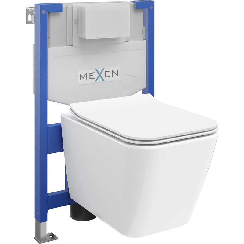 Mexen zestaw podtynkowy WC stelaż Fenix XS-F z miską WC Cube i deską wolnoopdającą, biały połysk - 68030924000