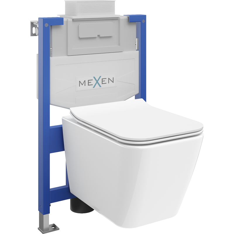 Mexen Cube set WC ad incasso stelaio Fenix XS-U con vaso WC e sedile a chiusura rallentata, bianco lucido - 68530924000