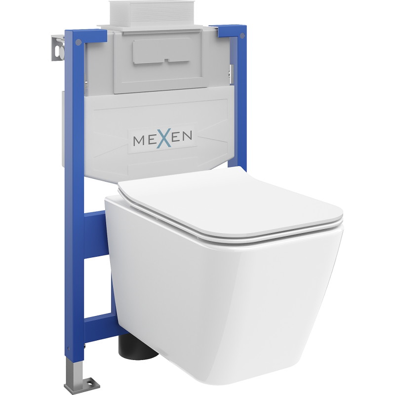 Mexen zestaw podtynkowy WC stelaż Fenix XS-U z miską WC Cube i deską wolnoopdającą, biały połysk - 68530924000