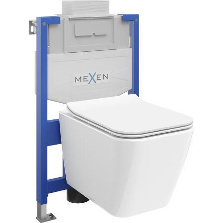 Mexen Cube set WC ad incasso stelaio Fenix XS-U con vaso WC e sedile a chiusura rallentata, bianco lucido - 68530924000