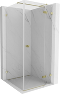 Mexen Lunar T desna preklopna tuš kabina 80 x 80 cm, prozirna, zlatna - 834T-080-080-50-00-P
