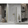 Mexen Lima Duo opvouwbare douchecabine 90 x 80 cm, transparant, goud + Flat douchebak - 856-090-080-50-02-4010G