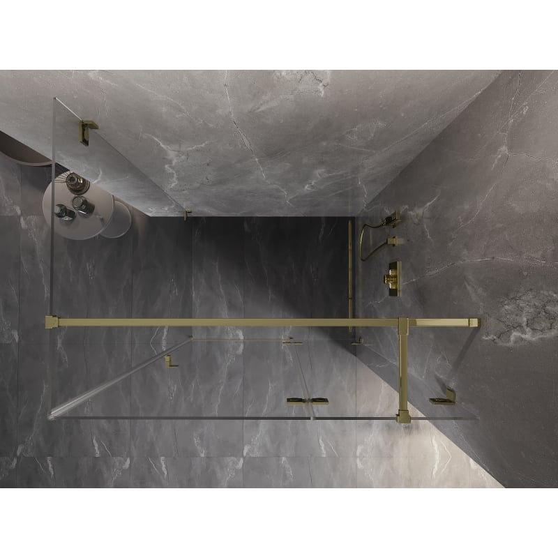 Mexen Lunar T right hinged shower enclosure 85 x 90 cm, transparent, gold - 834T-085-090-50-00-P