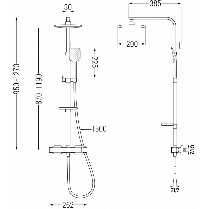 Mexen CQ62 exposed shower set with showerhead and thermostatic faucet, white - 772506295-20