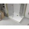 Mexen Lima Duo folding shower enclosure 100 x 90 cm, transparent, gold + Flat tray - 856-100-090-50-02-4010G