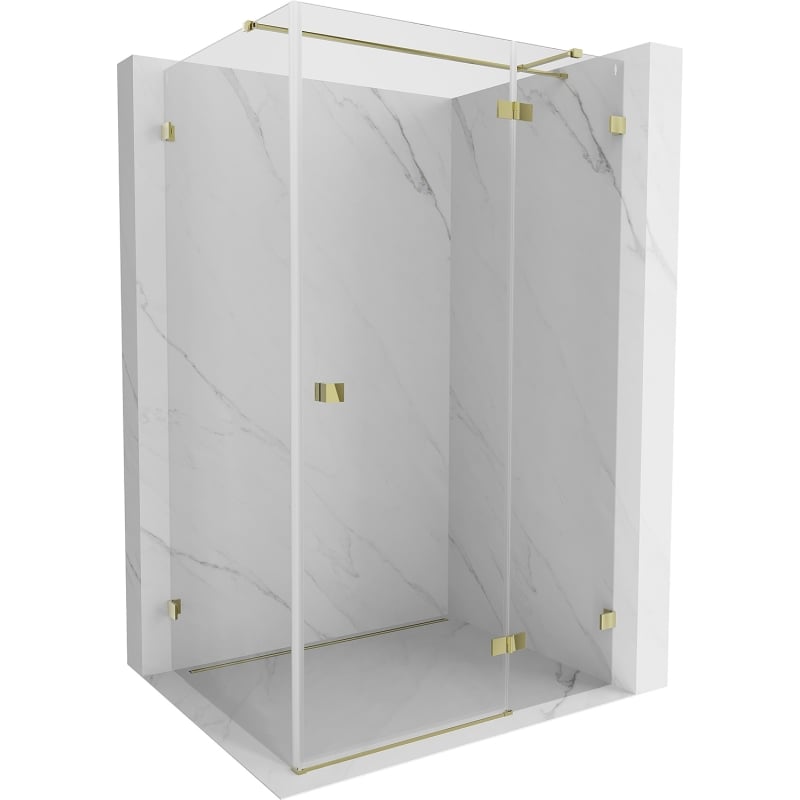 Mexen Lunar T right hinged shower enclosure 85 x 90 cm, transparent, gold - 834T-085-090-50-00-P