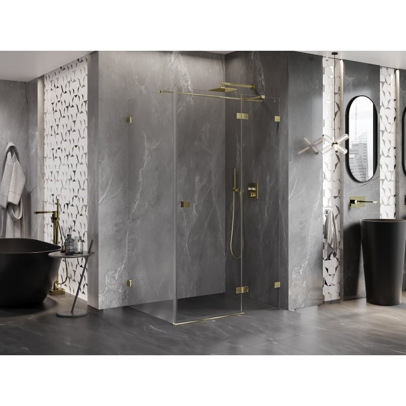 Mexen Lunar T right-hinged shower cabin 85 x 120 cm, transparent, gold - 834T-085-120-50-00-P