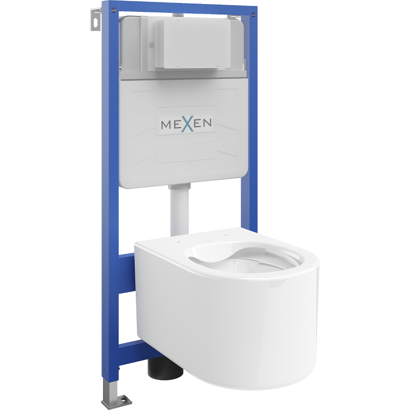 Ensemble encastré WC Mexen châssis Fenix Slim avec cuvette WC Sofia, blanc brillant - 6103354XX00